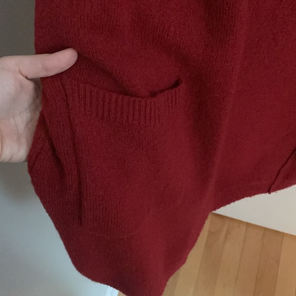 [S] F21 Red Hooded Cardigan - Picture 4 of 11